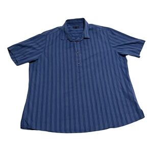 Alfani Men's Striped Short Sleeve Polo Shirt XL Blue Casual Business Cotton